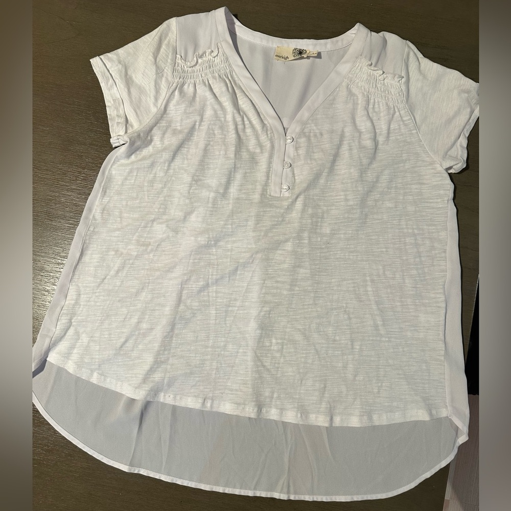 Everleigh White Blouse with Button Detail